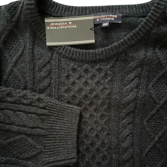 NWT Roundtree & Yorke 4X 4XL Navy Wool Blend Fisherman Style Sweater - Picture 6 of 7